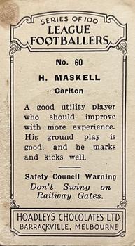 1935 Hoadley's League Footballers #60 Harold Maskell Back
